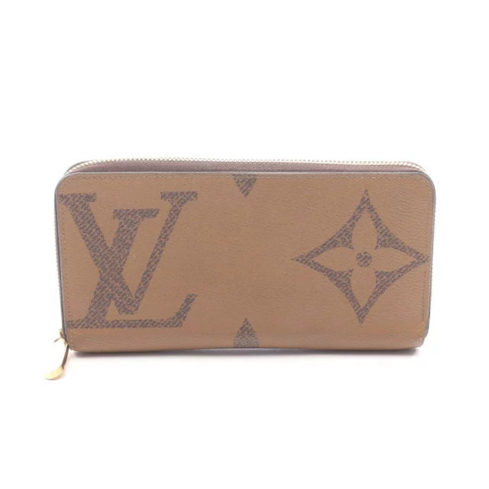 Louis Vuitton Zippy Wallet Round Long Leather Monogram Giant Reverse Brown